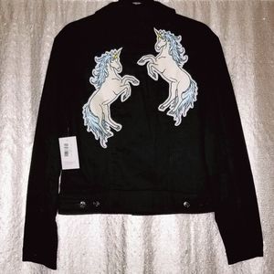 LuLaRoe BNWT L Harvey jean jacket - black unicorns 🦄